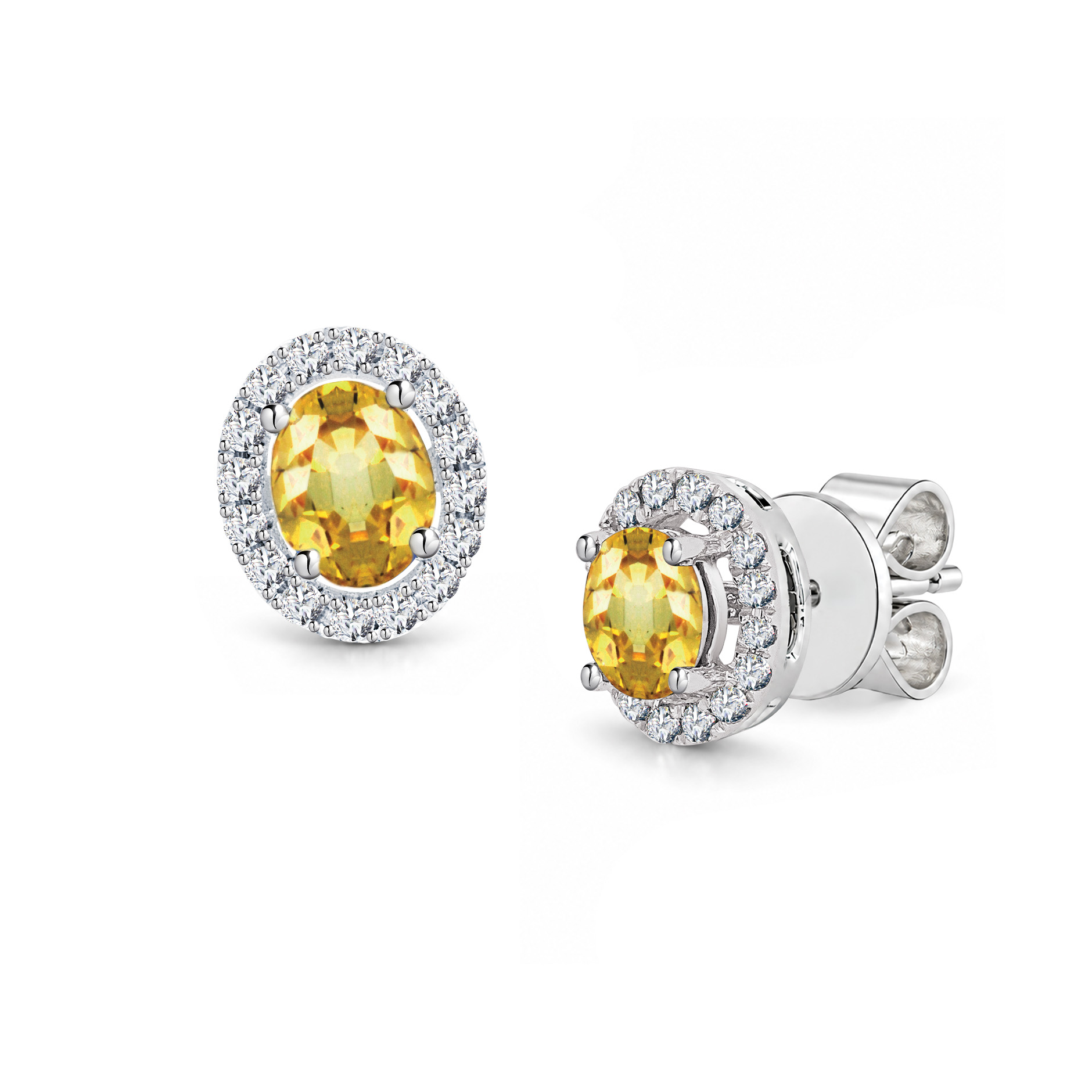 18K Gold Yellow Sapphire with Diamond Earring
