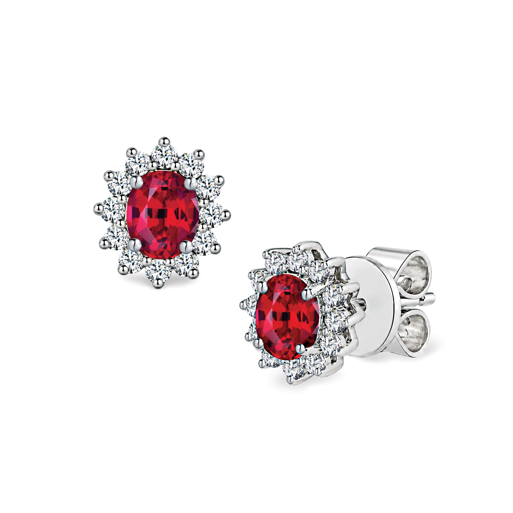 18K Gold Ruby with Diamond Earrings