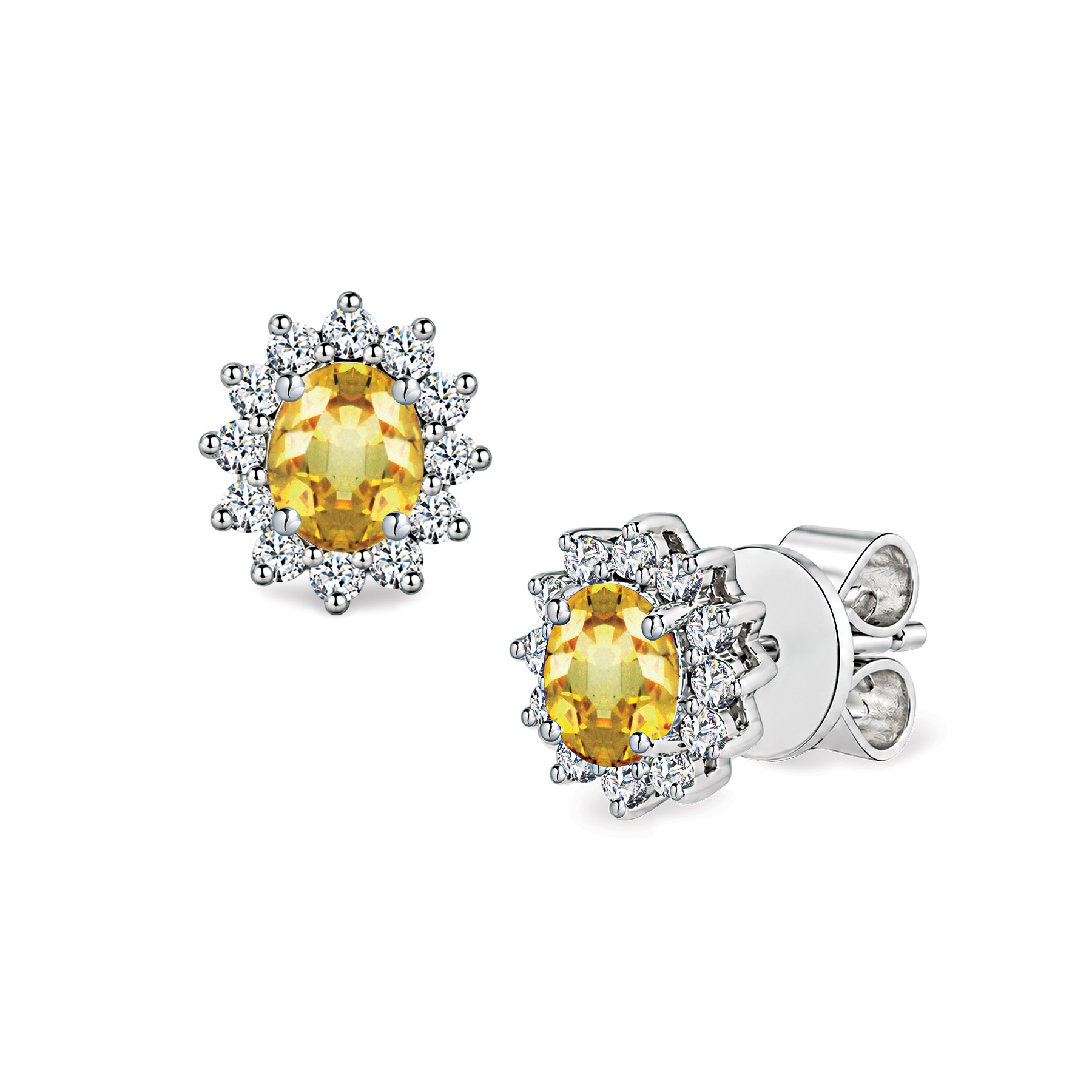 18K Gold Yellow Sapphire with Diamond Earring