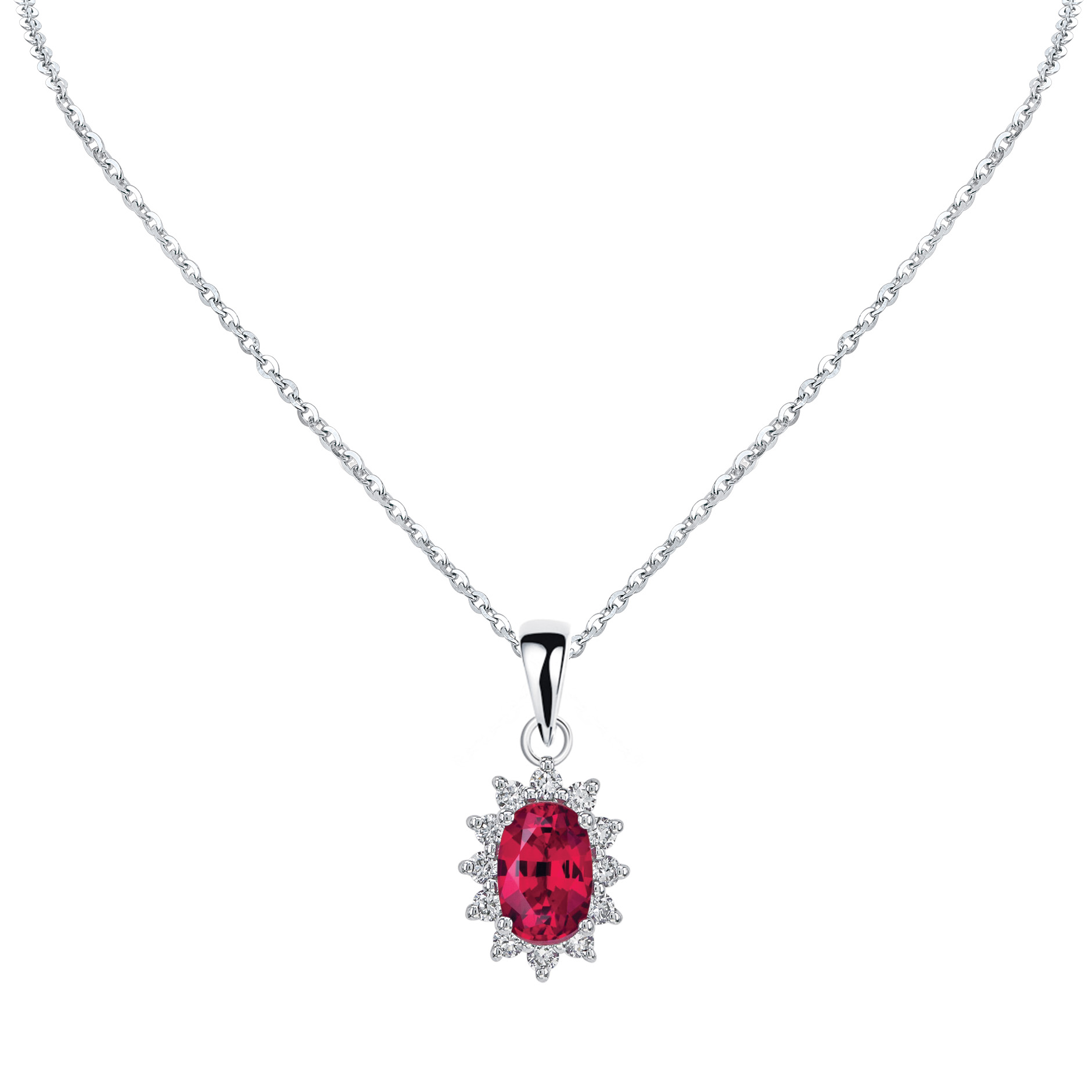 18K Gold Ruby with Diamond Pendant