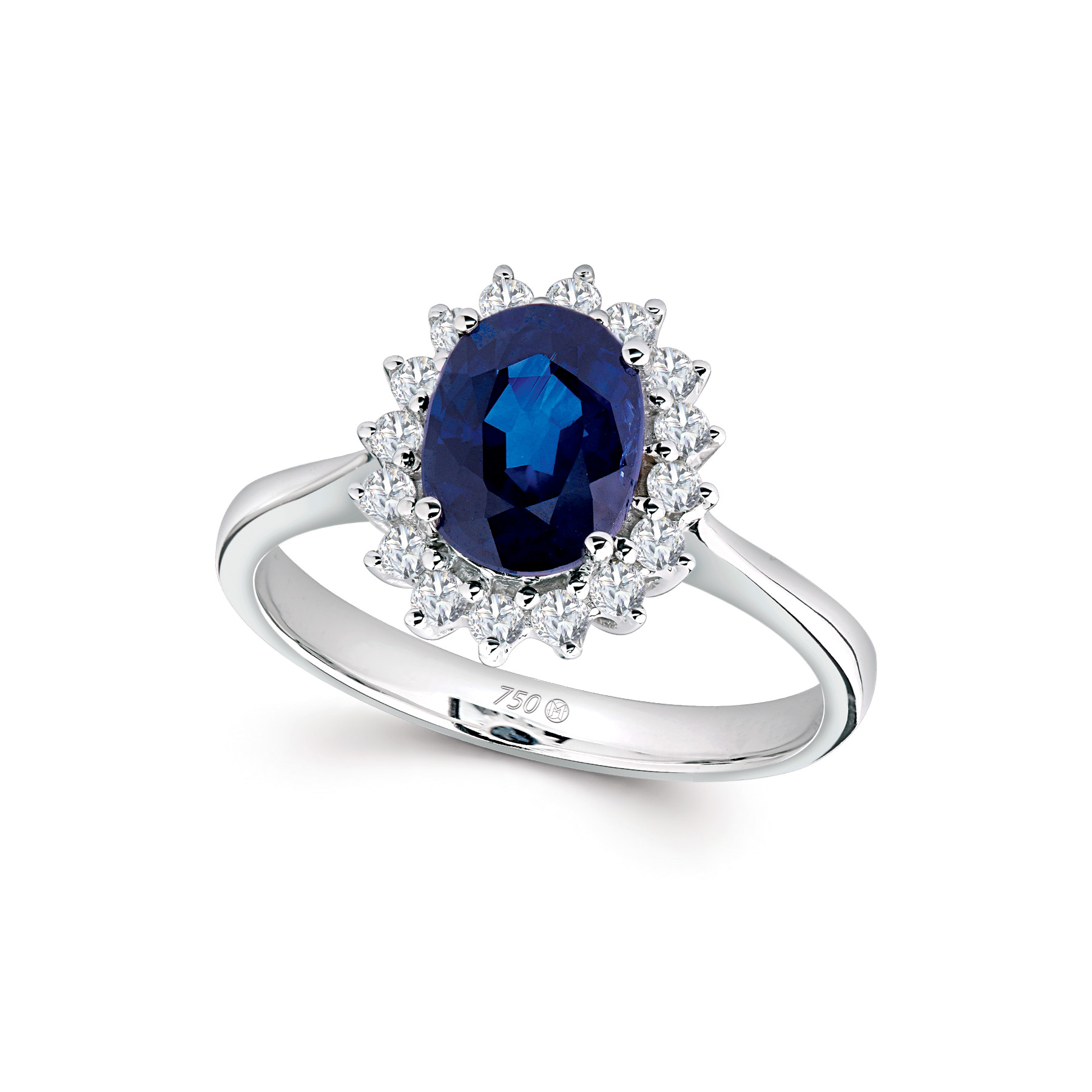 18K Gold Blue Sapphire with Diamond Ring