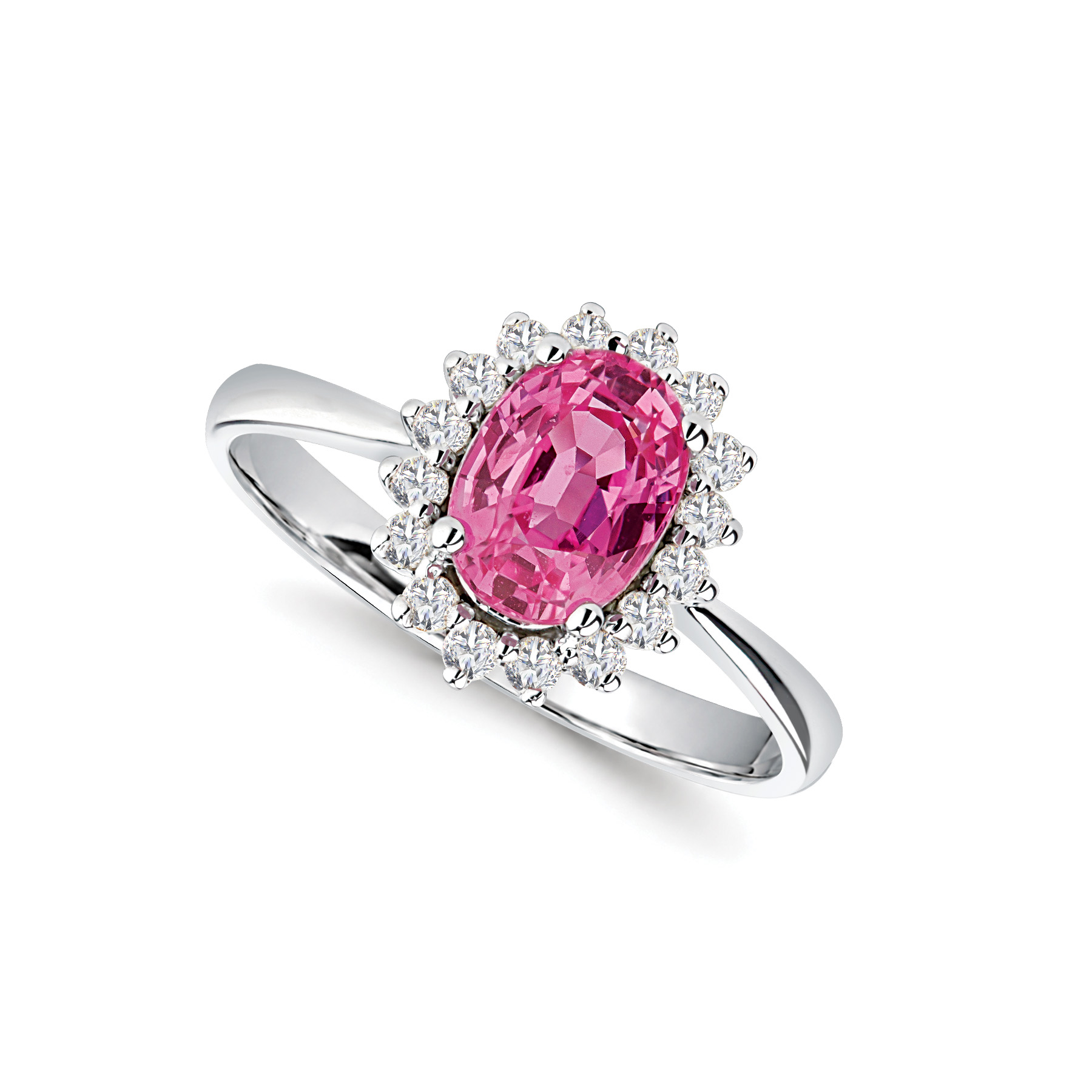 18K Gold Pink Sapphire with Diamond Ring